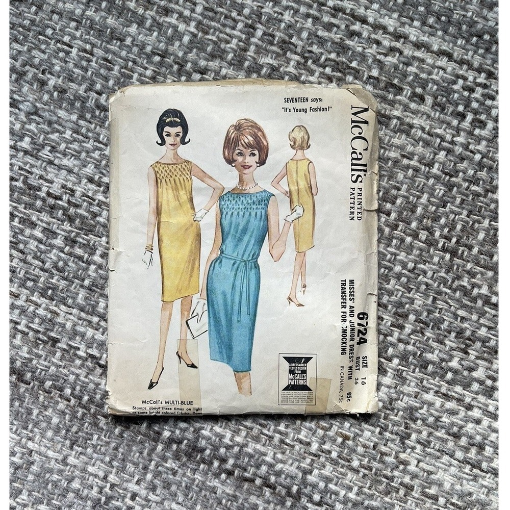 McCalls Vintage sewing Dress pattern 1960s diy craftcore retro womens